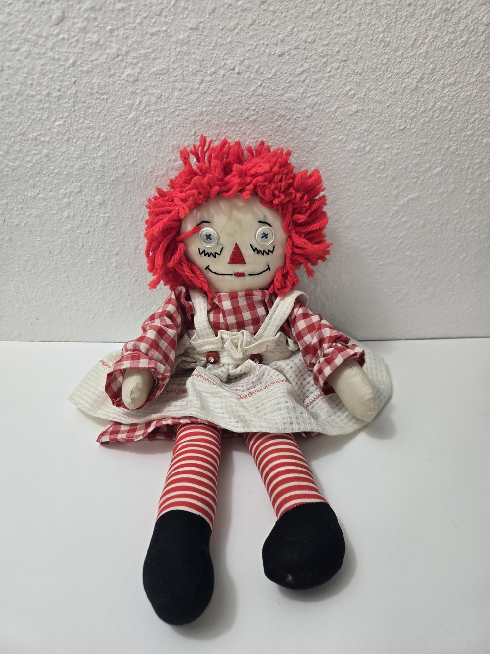 Raggedy Ann Handmade Style Rag Doll with Red Yarn Hair